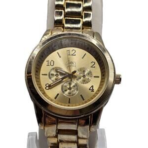 Frenzy New York Women Wristwatch Gold Bazel Analog Quartz Movement Gold Tone
